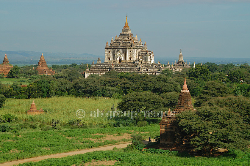 Burma - 00324 
 Bagan Plain - Temples of Bagan
Shwesandaw Paya - Built by King Anarahta circa 1057 - Views from over the Bagan Plain The spectacular plain of Bagan in which stand thousands of Stupas and Pahto (temples) adjacent to the Ayeyarwady (Irrawaddy) River 
 Keywords: Ayeyarwady River, Stupa, Myanmar, religious building, Landscape, Bagan, Burma, Asia, architecture, building