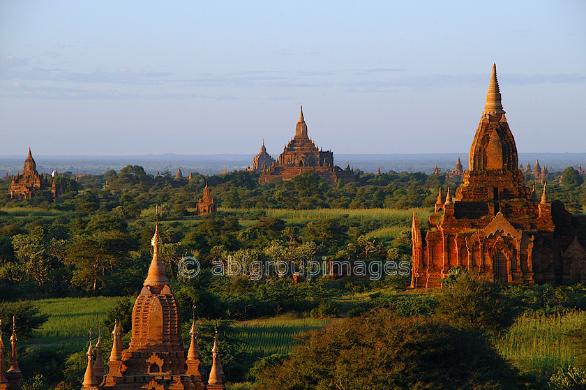 Burma - 01379 
 Bagan Plain at sunset 
 Keywords: ARCHITECTURE, Asia, building, Burma, , Myanmar, Religion, religious building, Sunset,