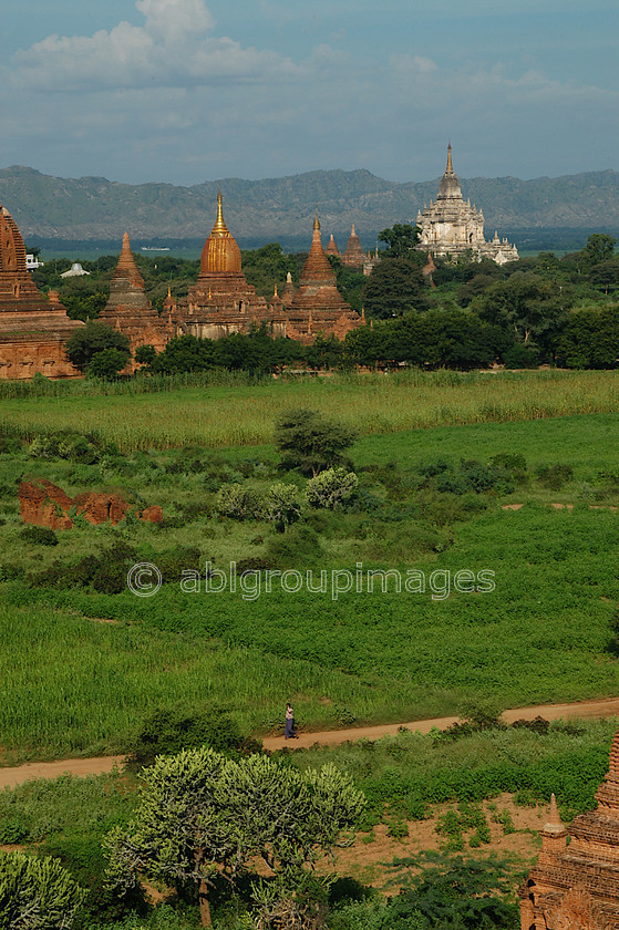 Burma - 00327 
 Bagan Plain - Temples of Bagan
Shwesandaw Paya - Built by King Anarahta circa 1057 - Views from over the Bagan Plain The spectacular plain of Bagan in which stand thousands of Stupas and Pahto (temples) adjacent to the Ayeyarwady (Irrawaddy) River 
 Keywords: Asia, Stupa, Burma, building, architecture, Landscape, Bagan, Ayeyarwady River, Myanmar, religious building