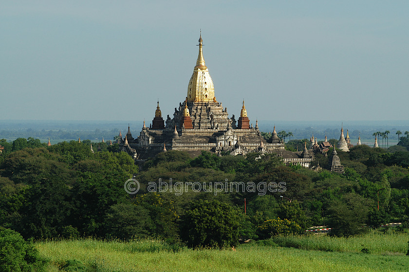 Burma - 00334 
 Bagan Plain - Temples of Bagan
Shwesandaw Paya - Built by King Anarahta circa 1057 - Views from top over the Bagan Plain The spectacular plain of Bagan in which stand thousands of Stupas and Pahto (temples) adjacent to the Ayeyarwady (Irrawaddy) River 
 Keywords: building, Burma, Ayeyarwady River, Asia, Landscape, religious building, Stupa, Bagan, Myanmar, architecture